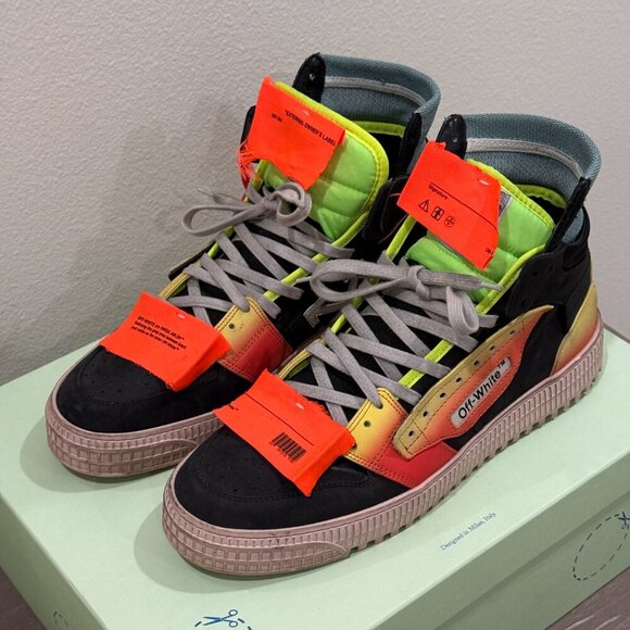 OFF-WHITE MEN HIGH TOP DISTRESSED LOOK SNEAKERS sz 43 - Picture 5 of 9